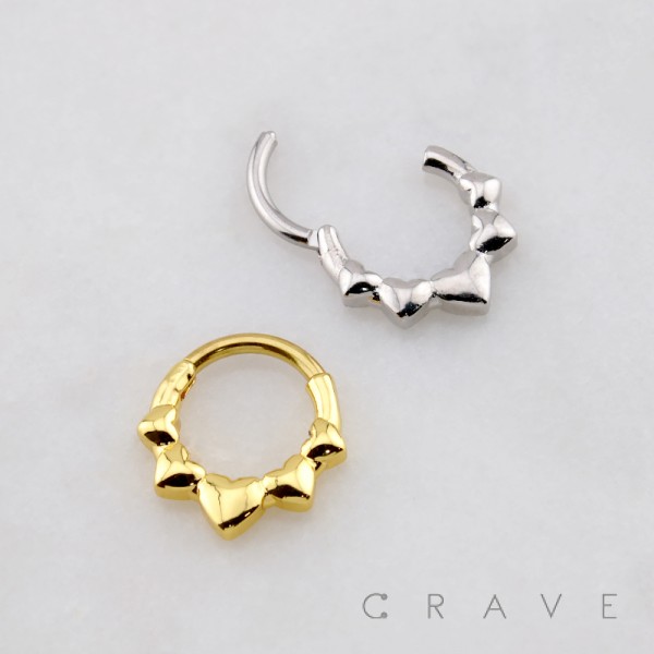 SEAMLESS MULTI HEARTS 316L SURGICAL STEEL SEPTUM HINGED SEGMENT RING SEAMLESS MULTI HEARTS 316L SURGICAL STEEL SEPTUM HINGED SEGMENT RING